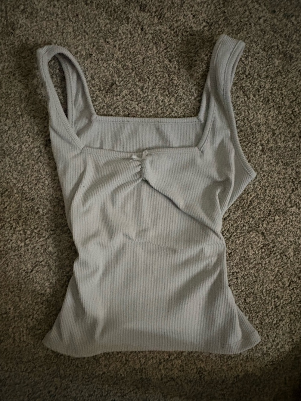 Women's Square Neck Ribbed Tank Top in Light Gray